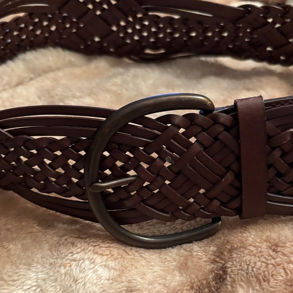 Vintage Braided Leather Woman’s 2.5”Belt - Brown Size M